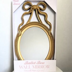 Gold Ballet Bow Wall Mirror 13”x21” Ornate Oval Coquette Vintage Decor New